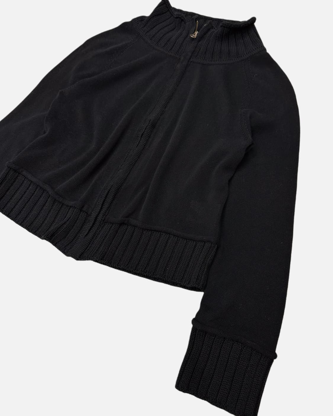 SUTFESO black crop knit zip-up 상품이미지3