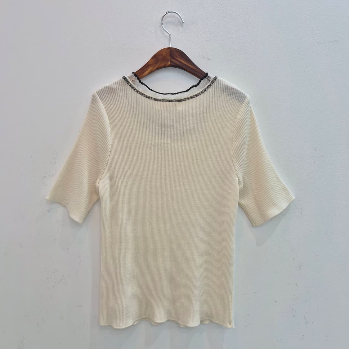 Chamois  아이보리 울혼방 반팔 니트 일본빈티지 상품이미지6