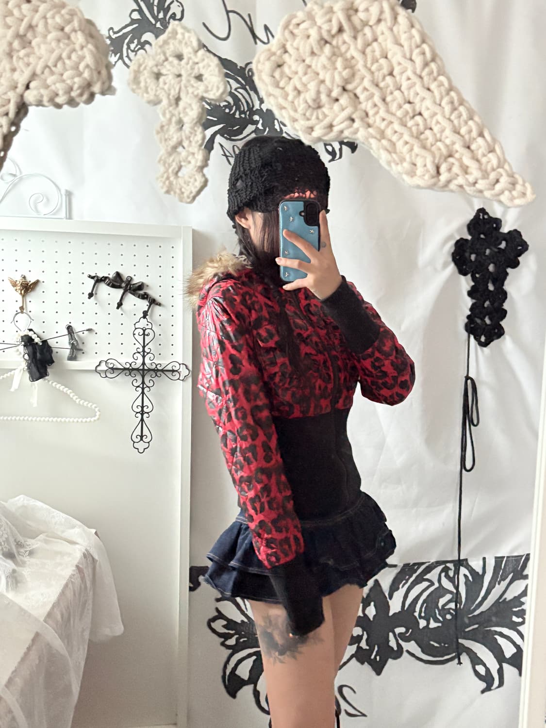 • Red Leopard Fur Quilting Zip-Up Jacket 상품이미지5
