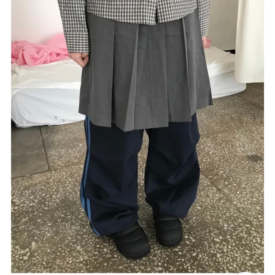 희미한 파라슈트 와이드 트랙팬츠 조거팬츠 트레이닝 팬츠 서브컬쳐 빈티지 상품이미지1