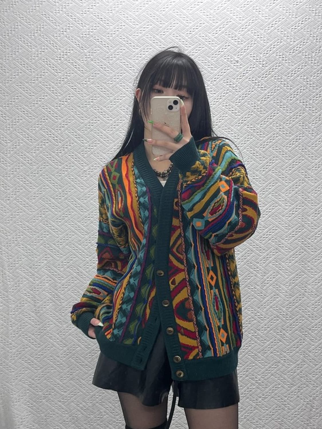 게오쿠 보헤미안 에스닉 패턴 메리노울 니트 가디건 S C09123 상품이미지1