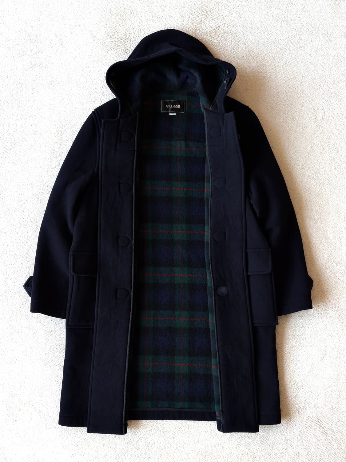 JAPAN 울·큐프라 후드 더플코트 상품이미지5