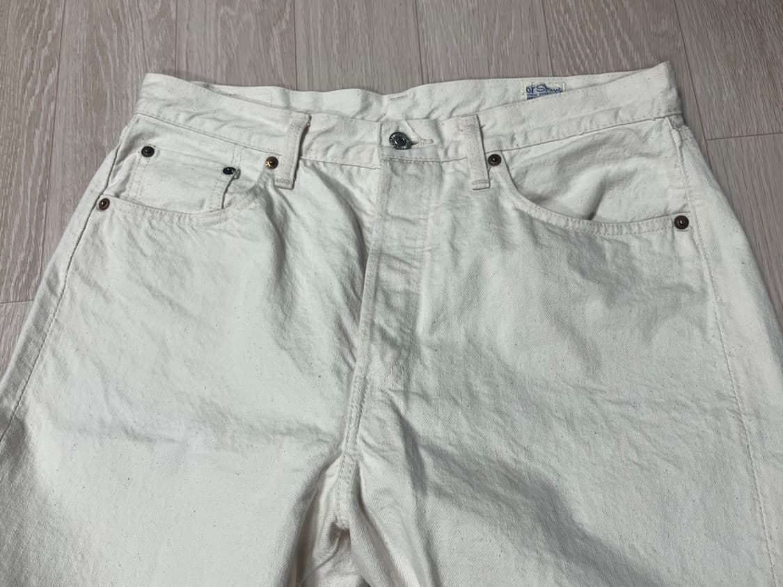 오어슬로우 x 비샵 스탠다드 데님 105 키나리 에크루 2사이즈 상품이미지2