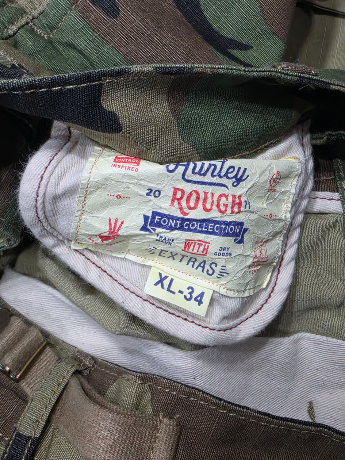 레드 러기슨 랩 빈티지 카모플라쥬 밀리터리 카고 팬츠 XL 상품이미지8