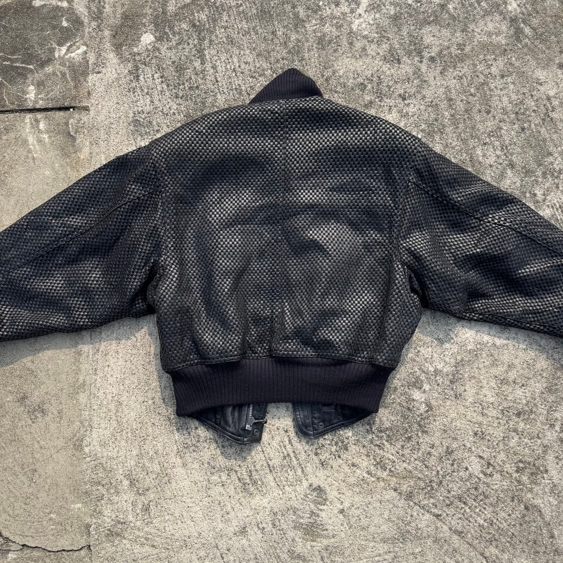 [M~L] Bill Kaiserman 인트레치아토 레더 봄버 자켓 상품이미지3