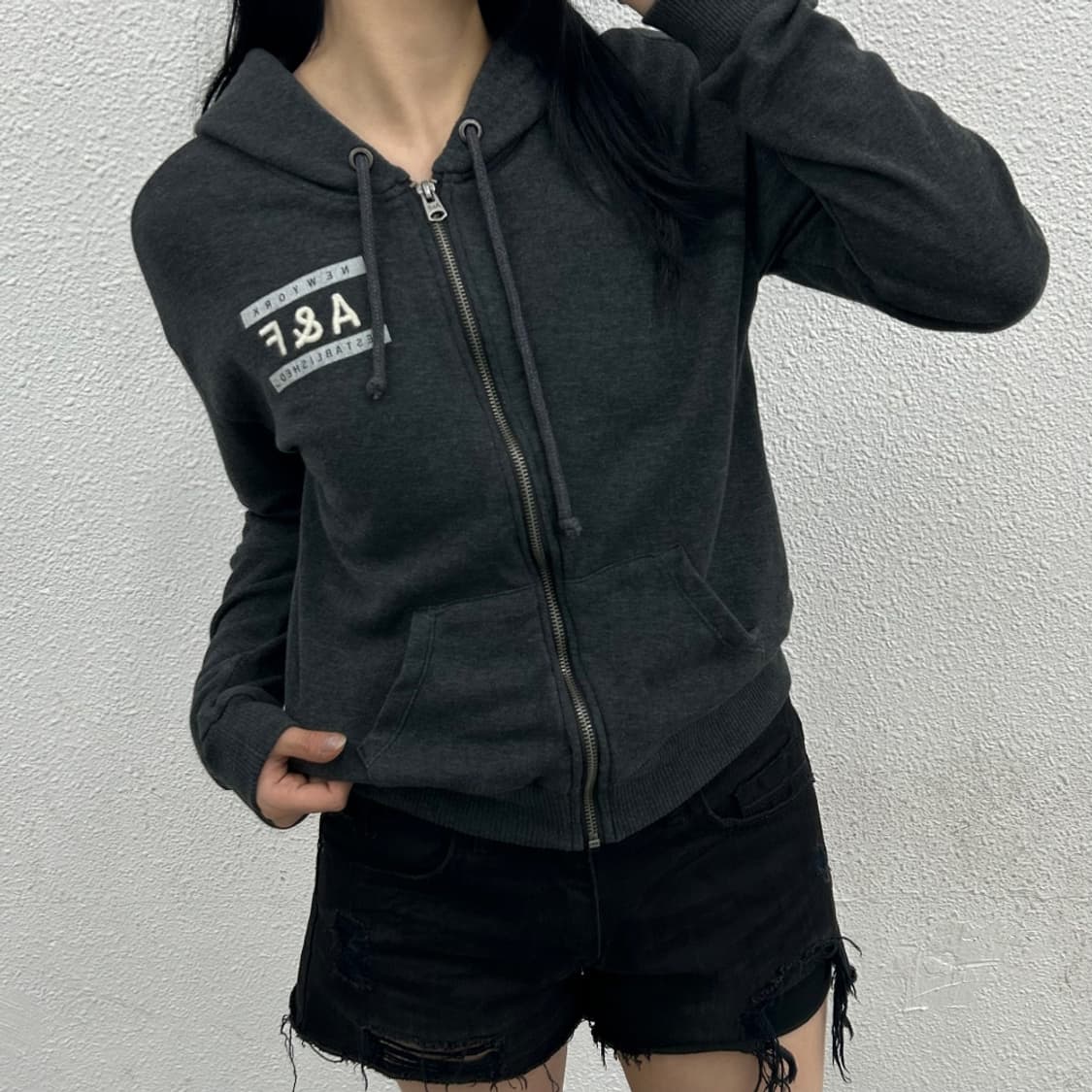 아베크롬비 로고 차콜 후드집업 M 상품이미지1