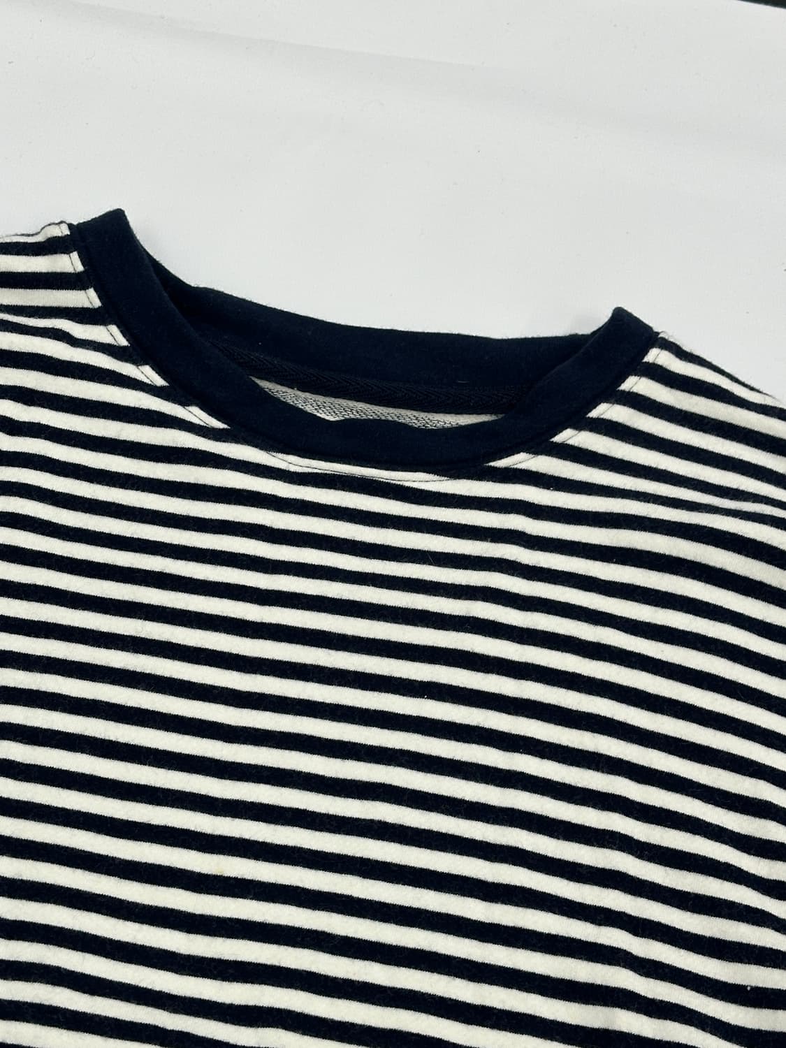 네이비 단가라 쫀쫀 맨투맨 티셔츠 보헤미안 베이직 아메카지 시티보이 상품이미지4