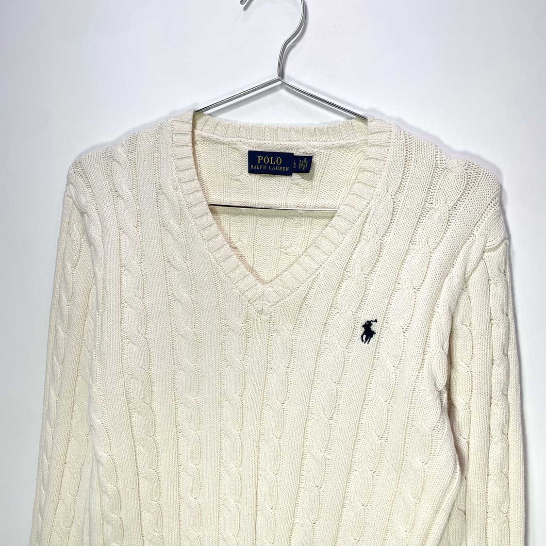 폴로 화이트 케이블 니트 상품이미지2