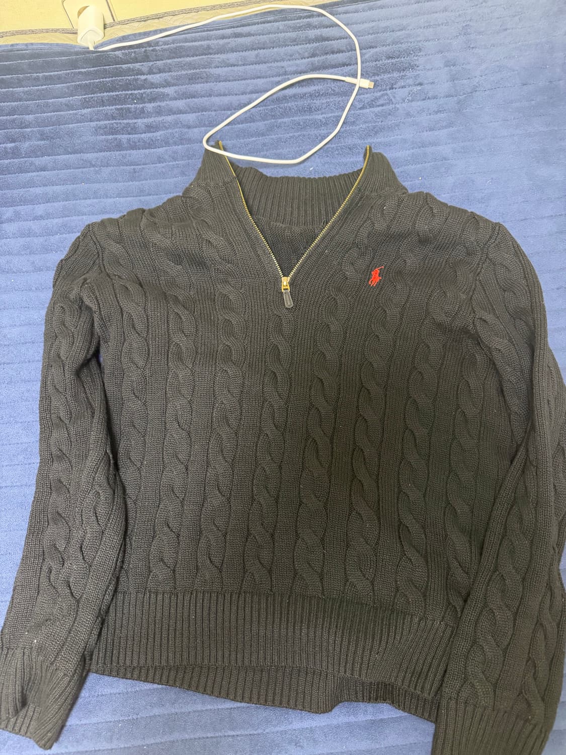 폴로 반집업 꽈배기니트M 상품이미지1