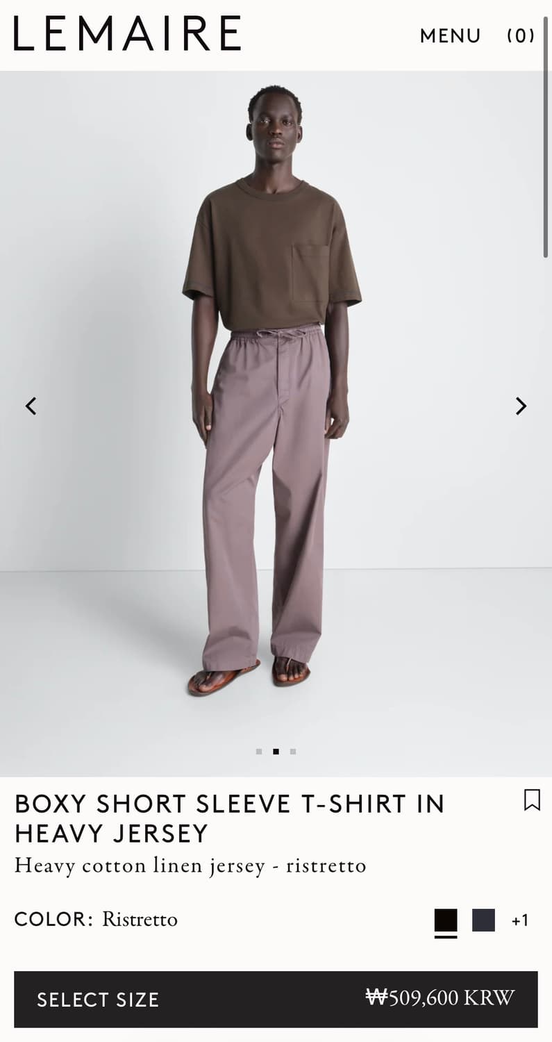 [S,M,L,XL]르메르 26ss 스티치 박시 티셔츠/Ristretto 상품이미지4