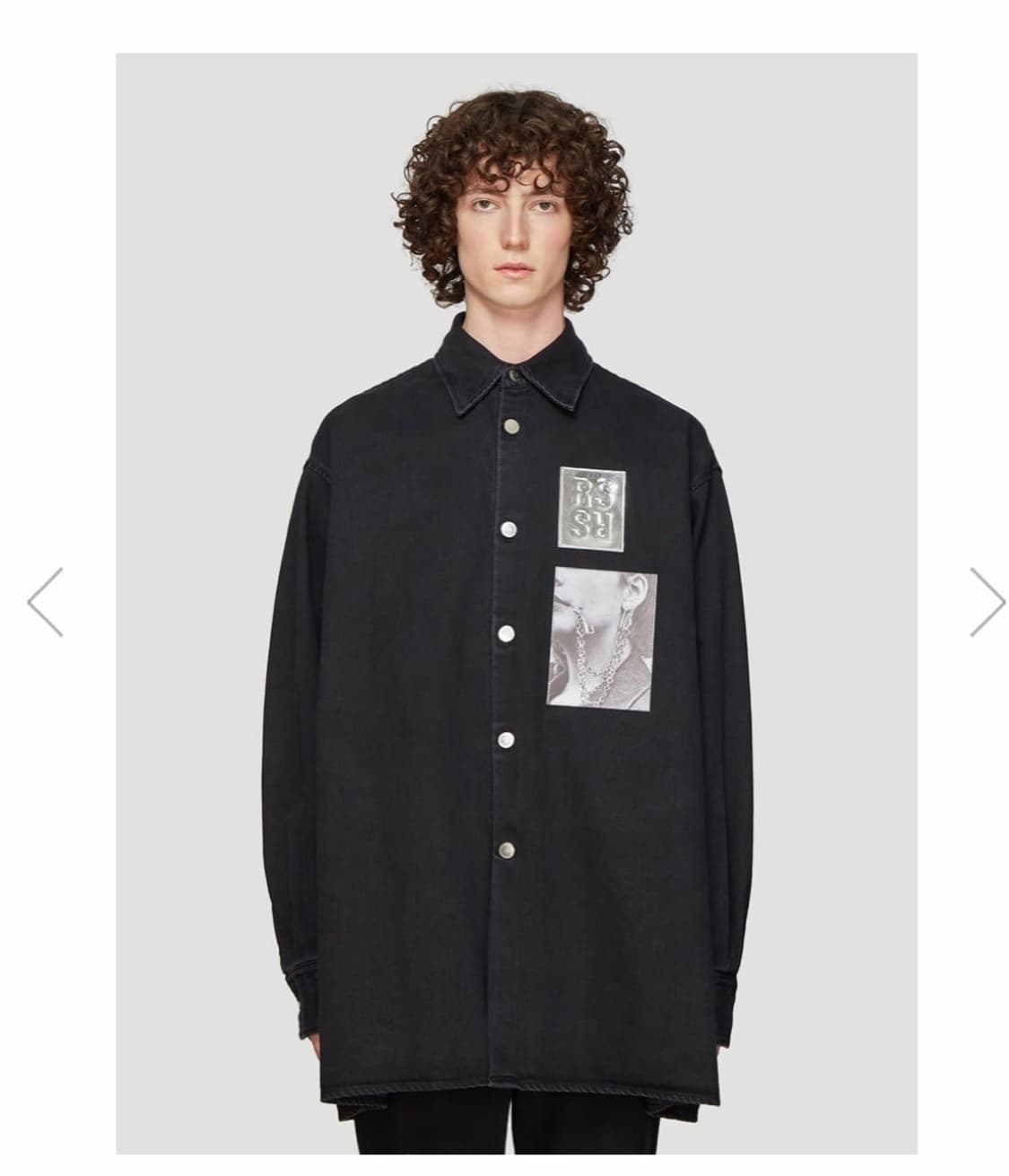 19SS 라프시몬스 실버패치 데님 셔츠 상품이미지2