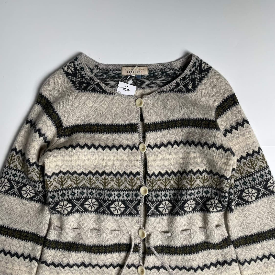 Human woman 울 100 노르딕 패턴 가디건 상품이미지2
