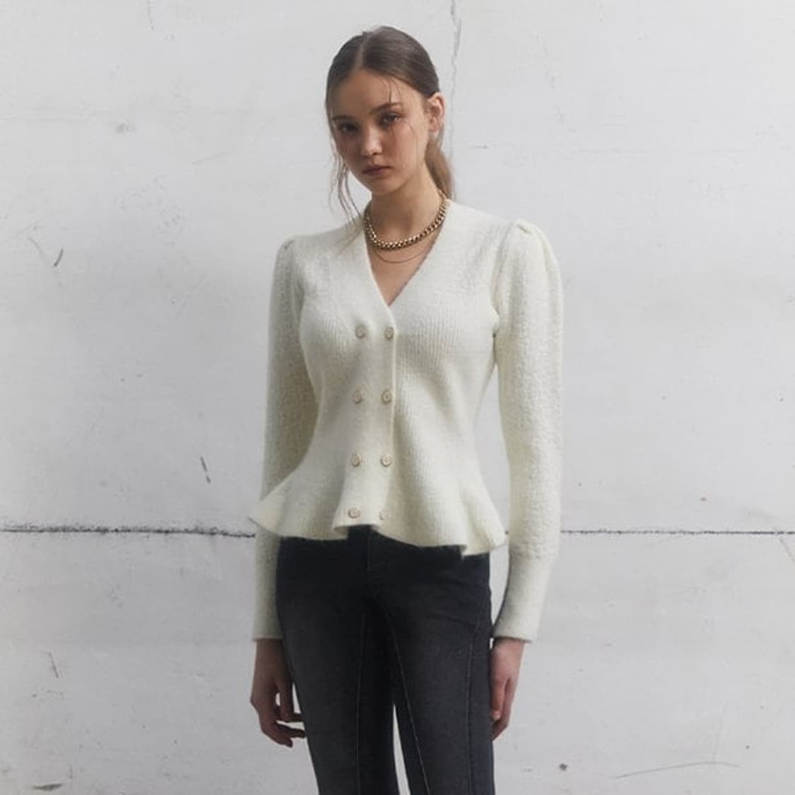 에고이스트 페플럼 니트 가디건 25년7월 제조 상품이미지1