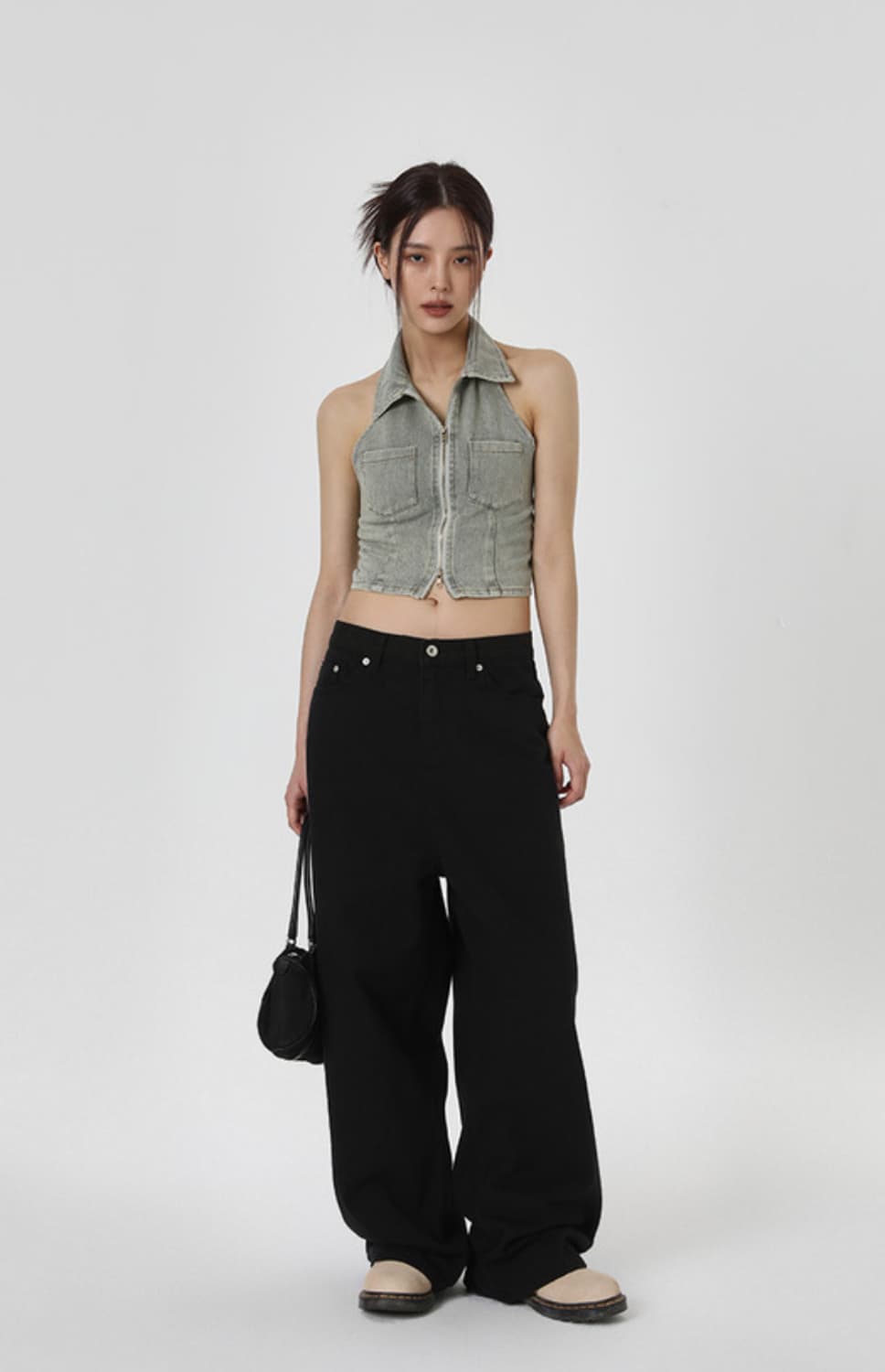 블랙업 와이드 코튼팬츠 상품이미지1