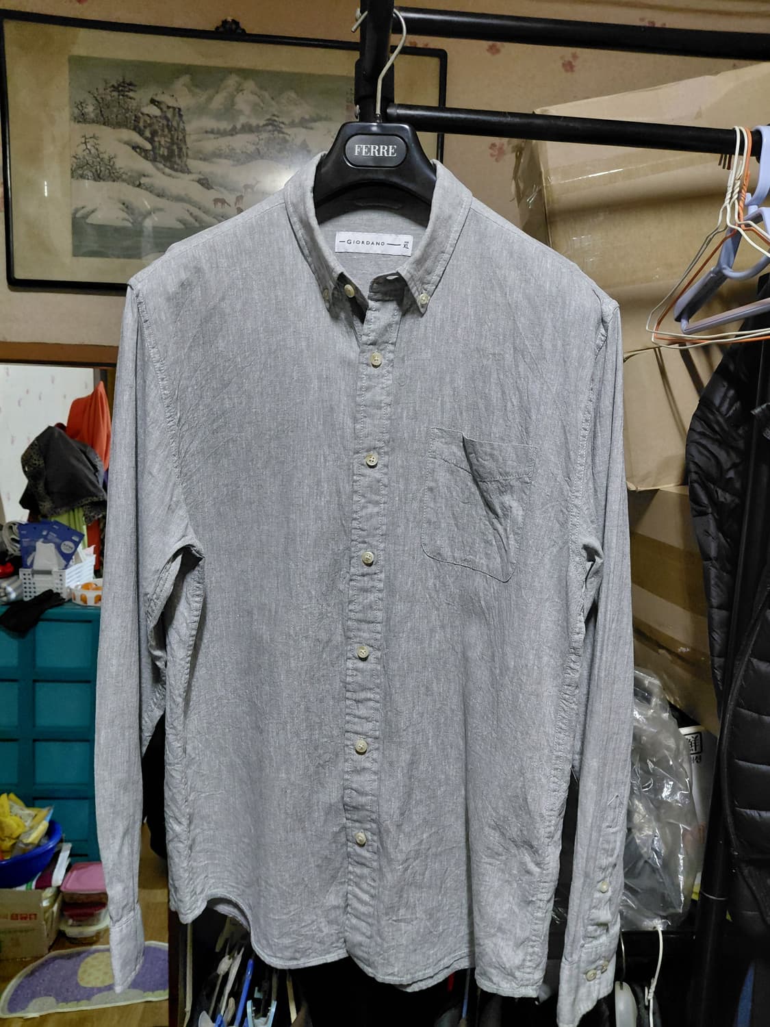 [지오다노]면,마 혼방 그레이 셔츠XL(105)사이즈 상품이미지9