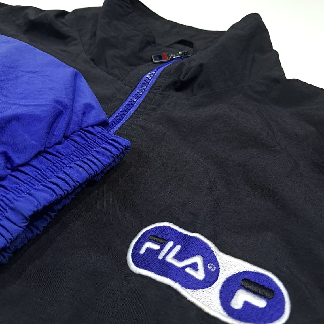 CK127 L 휠라 90s 마카오판 올드스쿨 블랙블루 자켓 상품이미지4