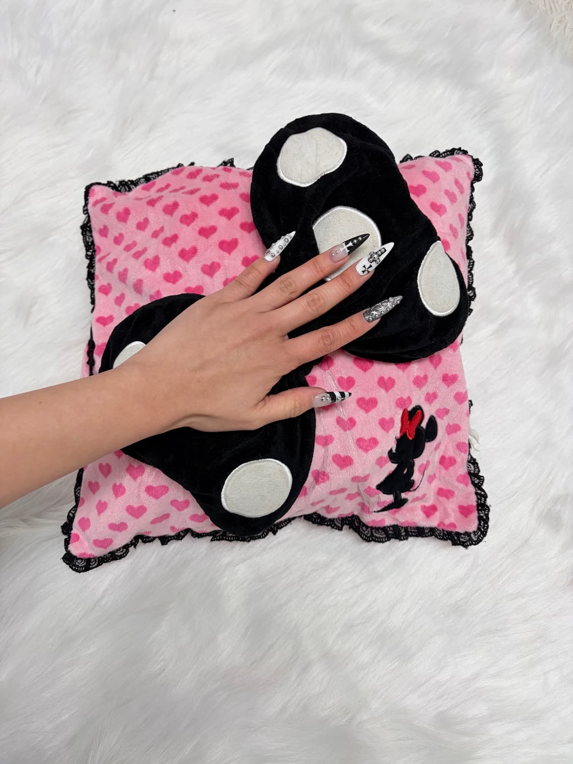 갸루 땡땡이 왕리본 쿠션 키치갸루 디즈니  상품이미지2