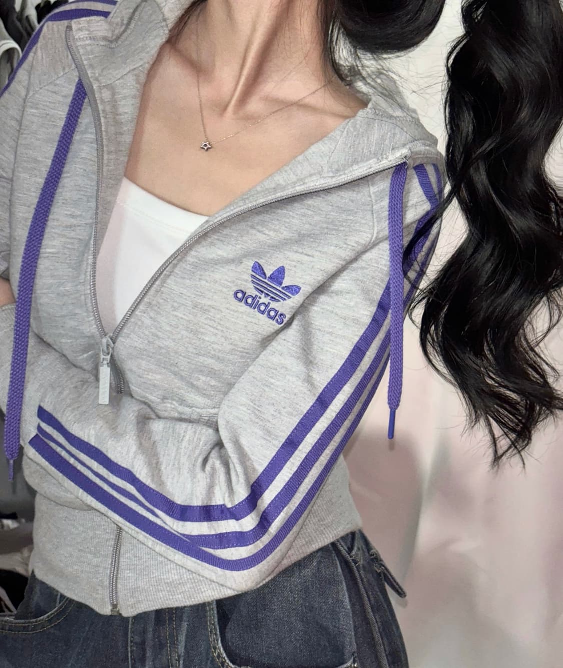 🐰아디다스 대존예 공주깔 슬림 코튼 면 후드집업 셋업가 저렴💜 상품이미지1