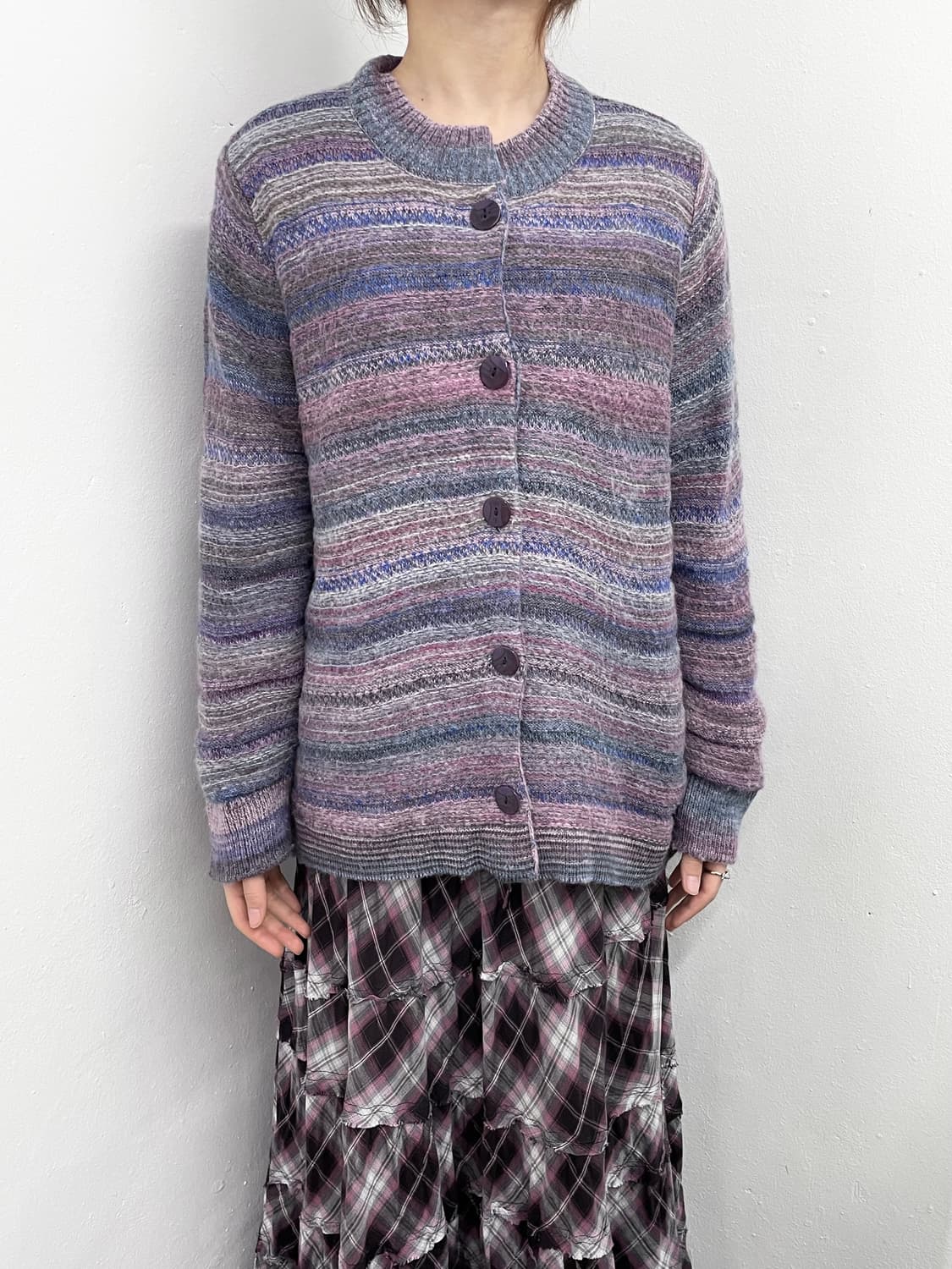 하구미 무지개떡 버튼 가디건 상품이미지2