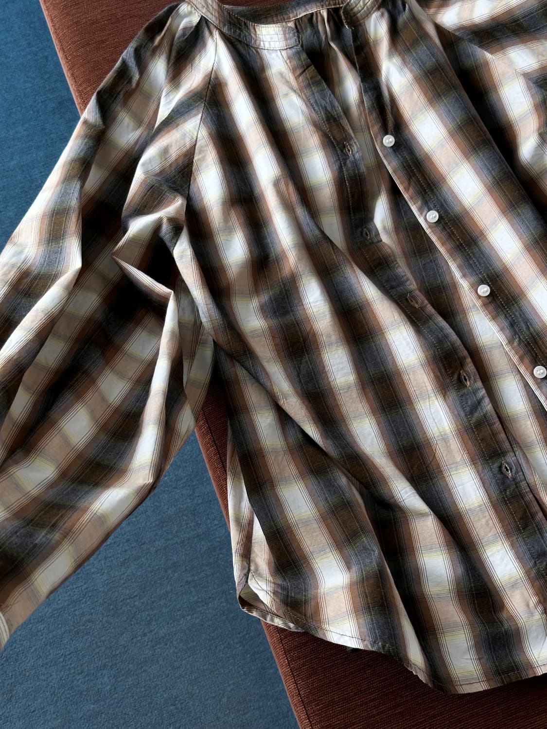 Light cotton design check wide shirt 상품이미지3