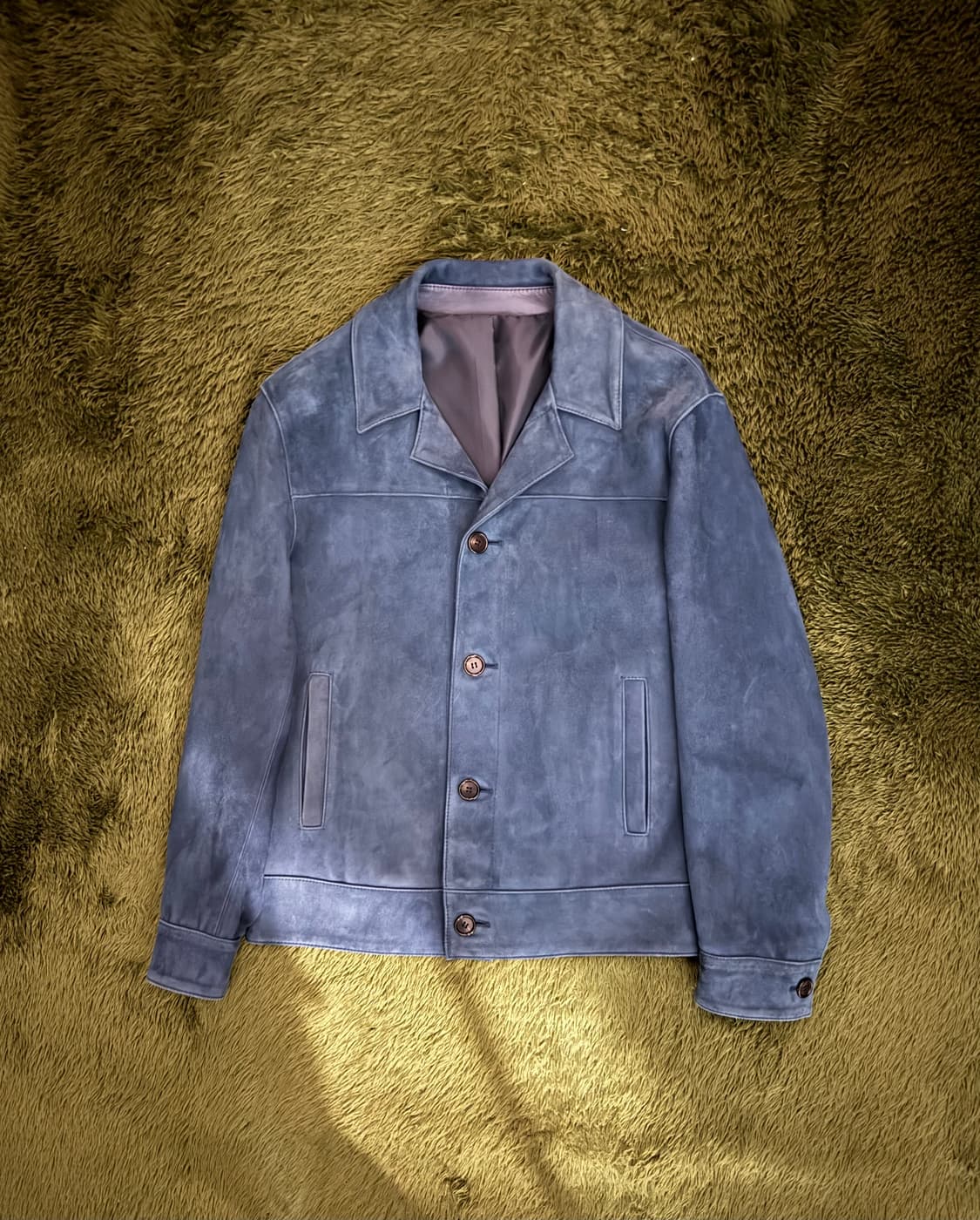 [95] SYSTEM 시스템 램스킨 스웨이드 트러커 자켓 레더 자켓 상품이미지1