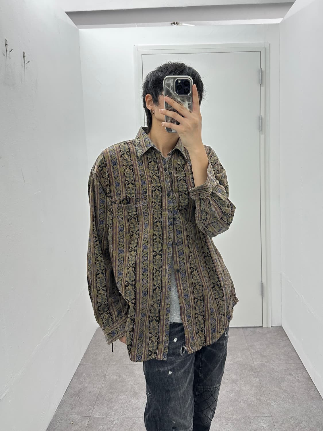 APACHE corduroy patterned shirt 상품이미지1