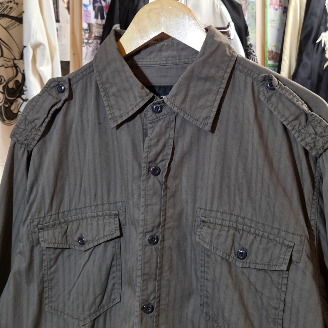 JPN 에어워크 스트라이프 밀리터리 셔츠 상품이미지4