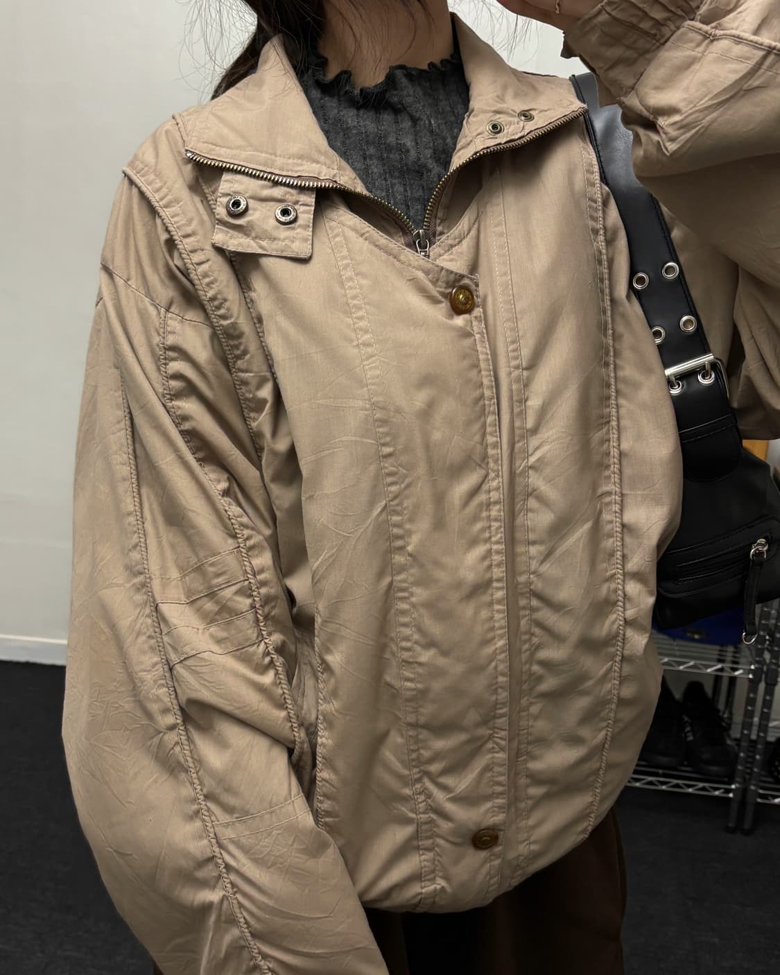 올드 빈티지 베이지 블루종 자켓 상품이미지3