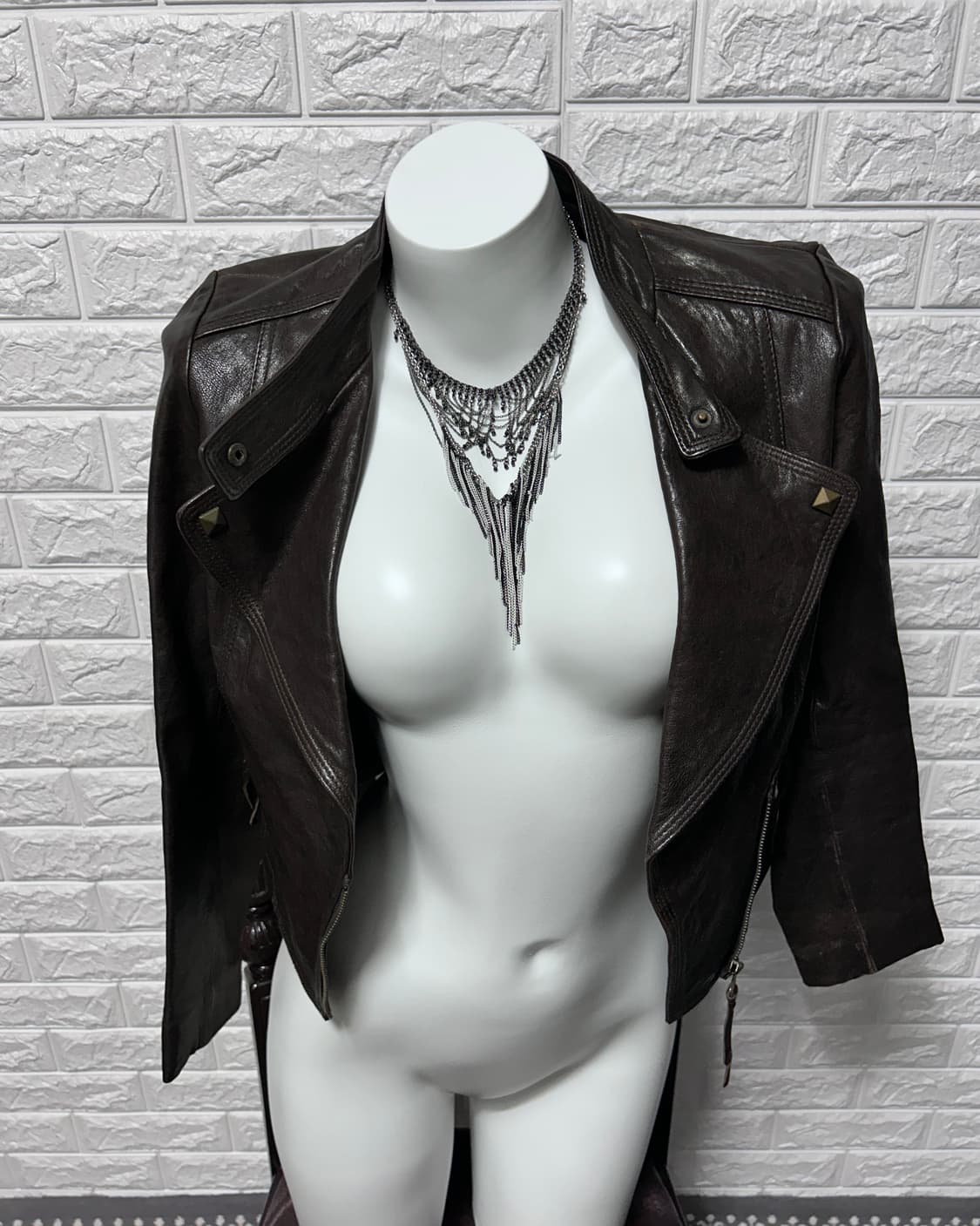 Vov 브라운 스터드 램스킨 자켓 상품이미지4