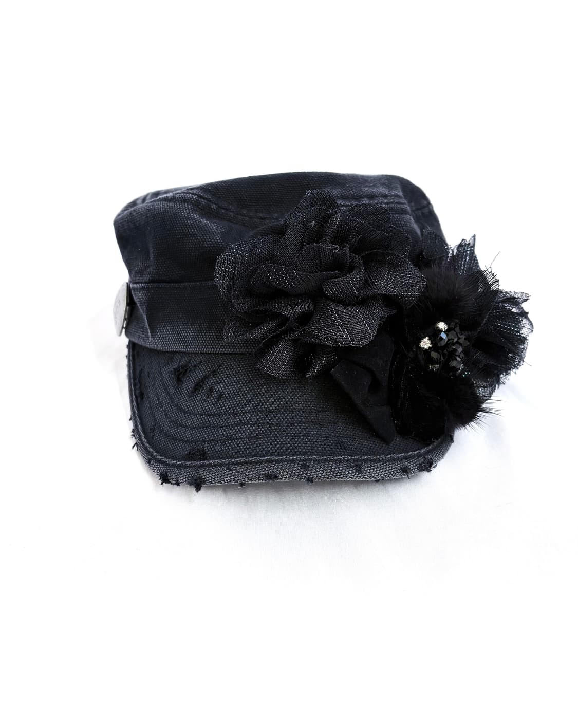 Custom🐾)Dark-washing net flower cap 상품이미지5