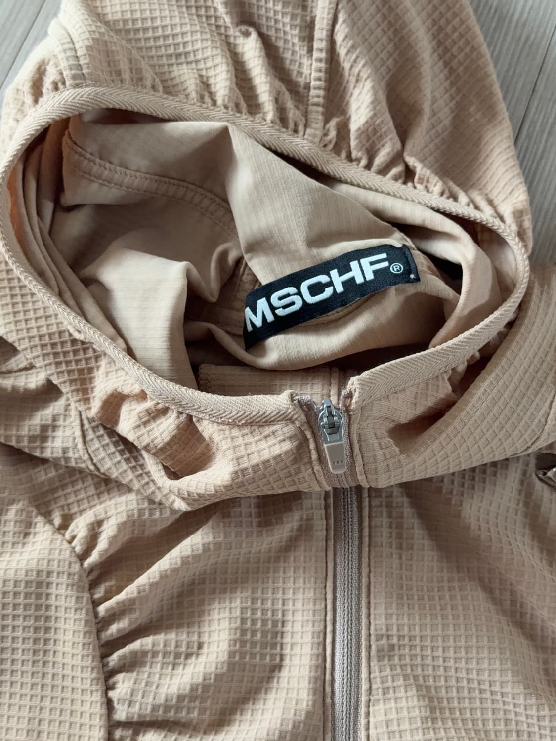 (W) 미스치프 후드 와플 집업 베이지 상품이미지3