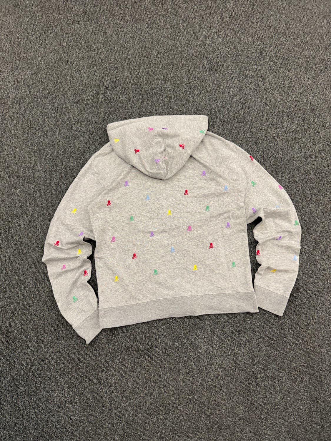 M)M.I.H 빈티지 스컬 자수 포인트 투웨이 그레이 후드집업 상품이미지5