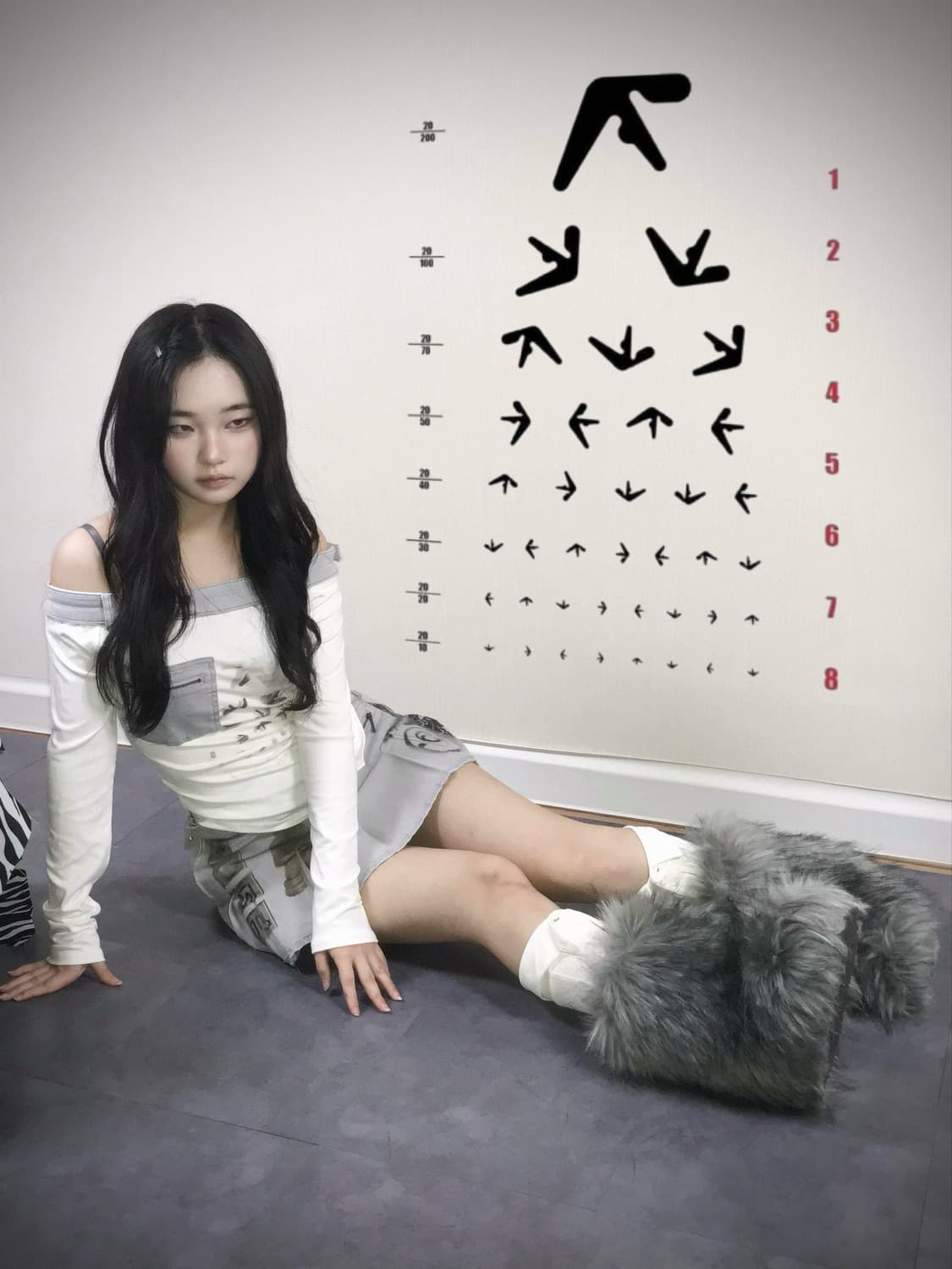 Denim Waistband Off Shoulder Top 상품이미지1