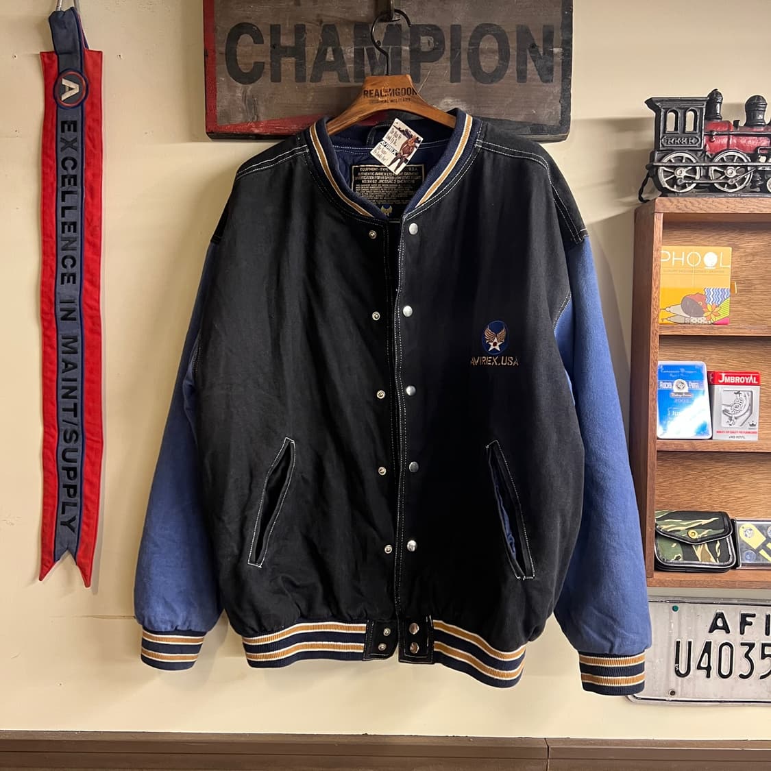 AVIREX Varsity Cotton Jacket Black/Blue 상품이미지4