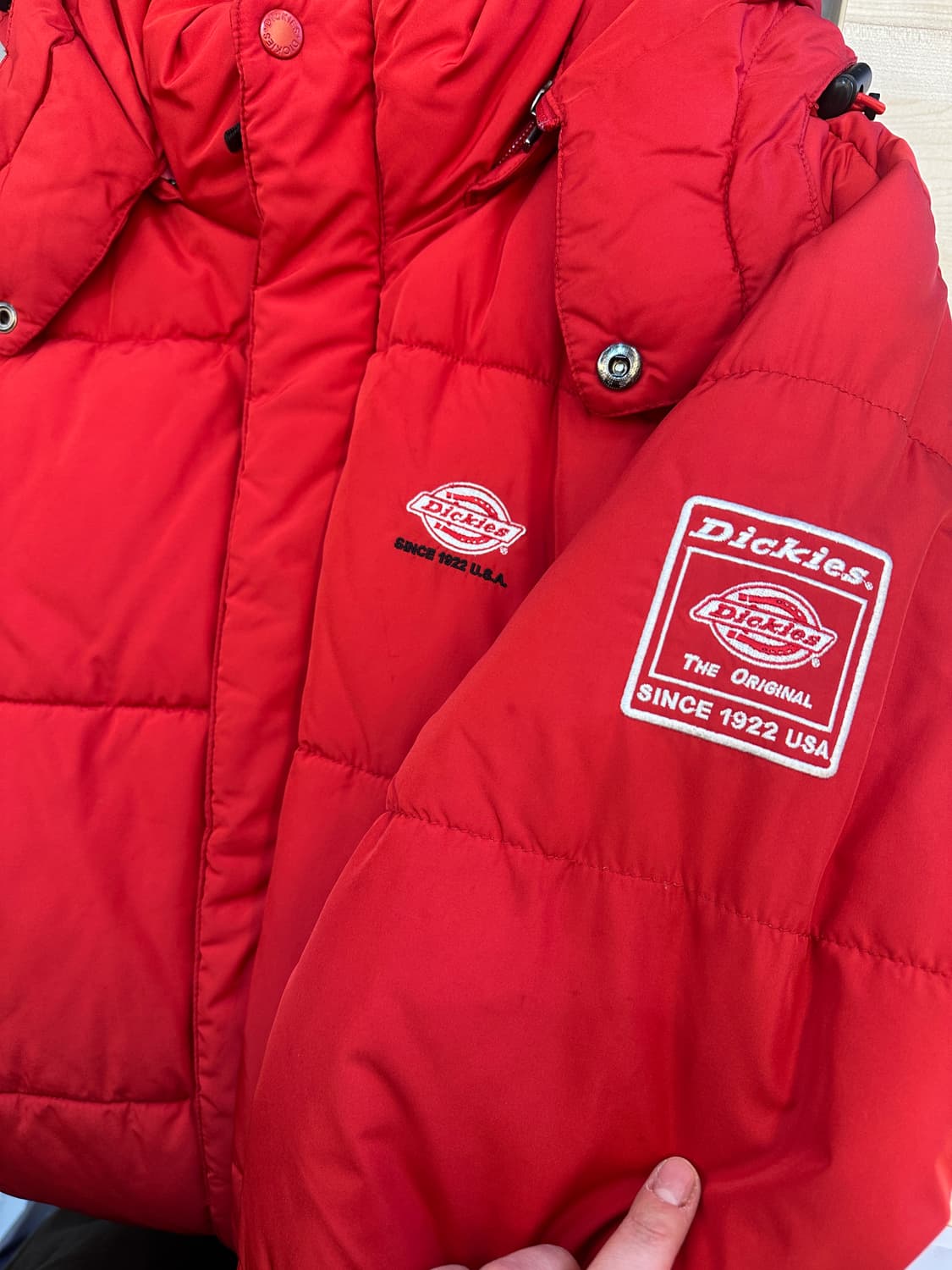 XL) 디키즈 레드 폴리 하프 패딩 상품이미지3