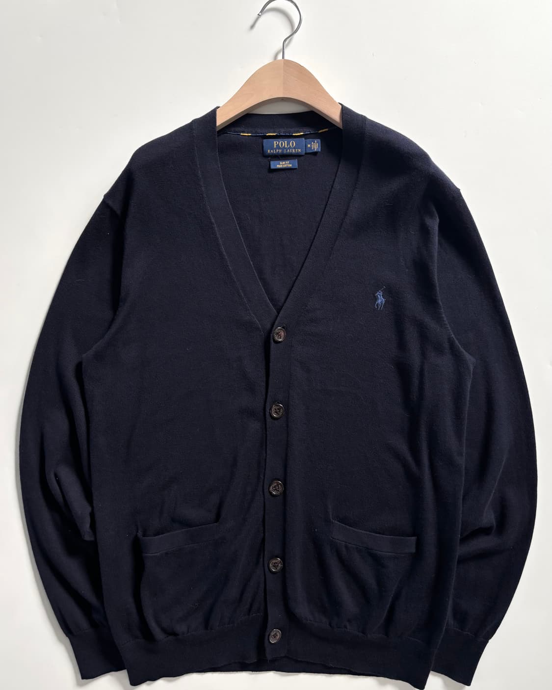 Polo 폴로 랄프로렌 신형 피마코튼 네이비컬러 브이넥 가디건 상품이미지3