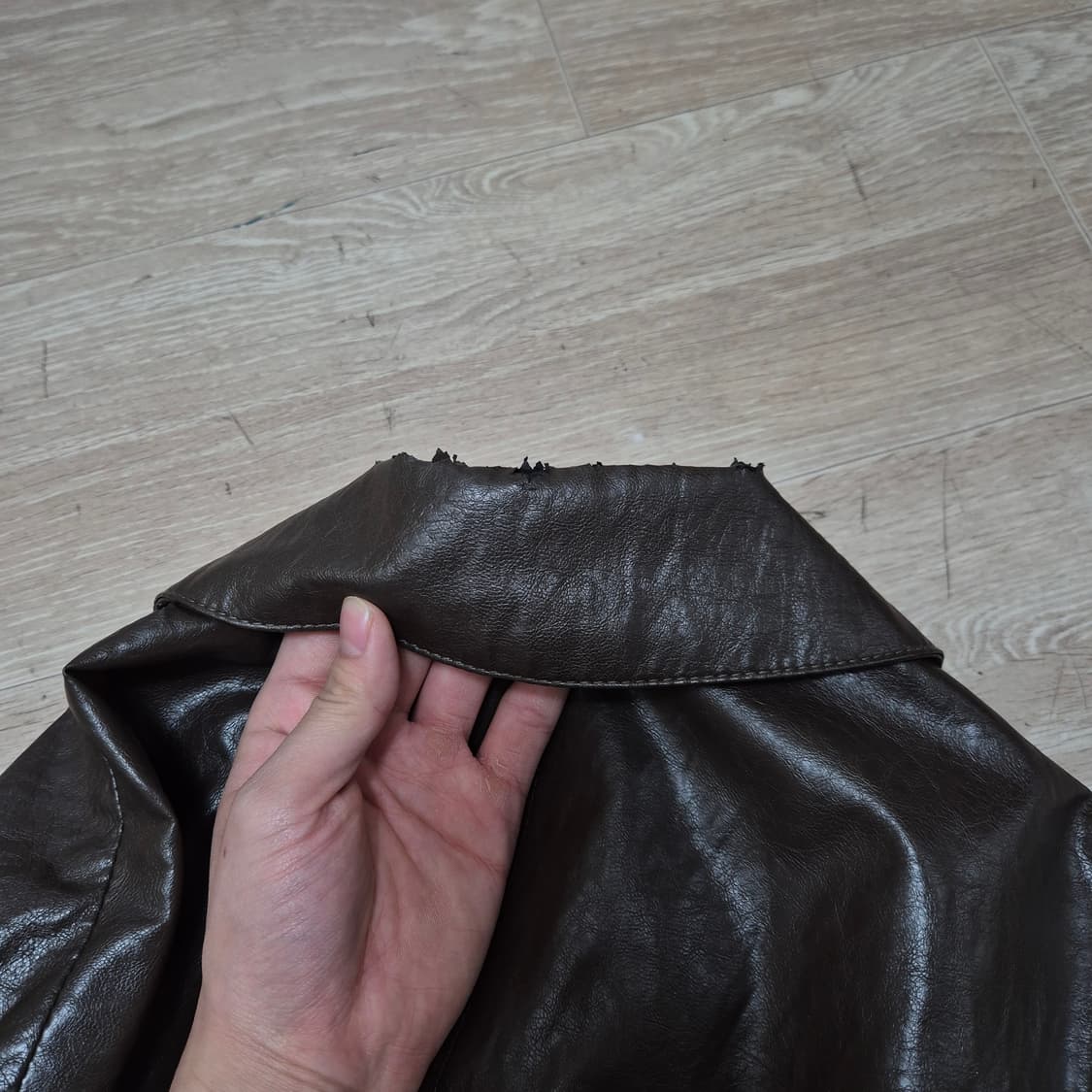 마뗑킴 빈티지 레더 라이더 가죽자켓 XL(105) 상품이미지5