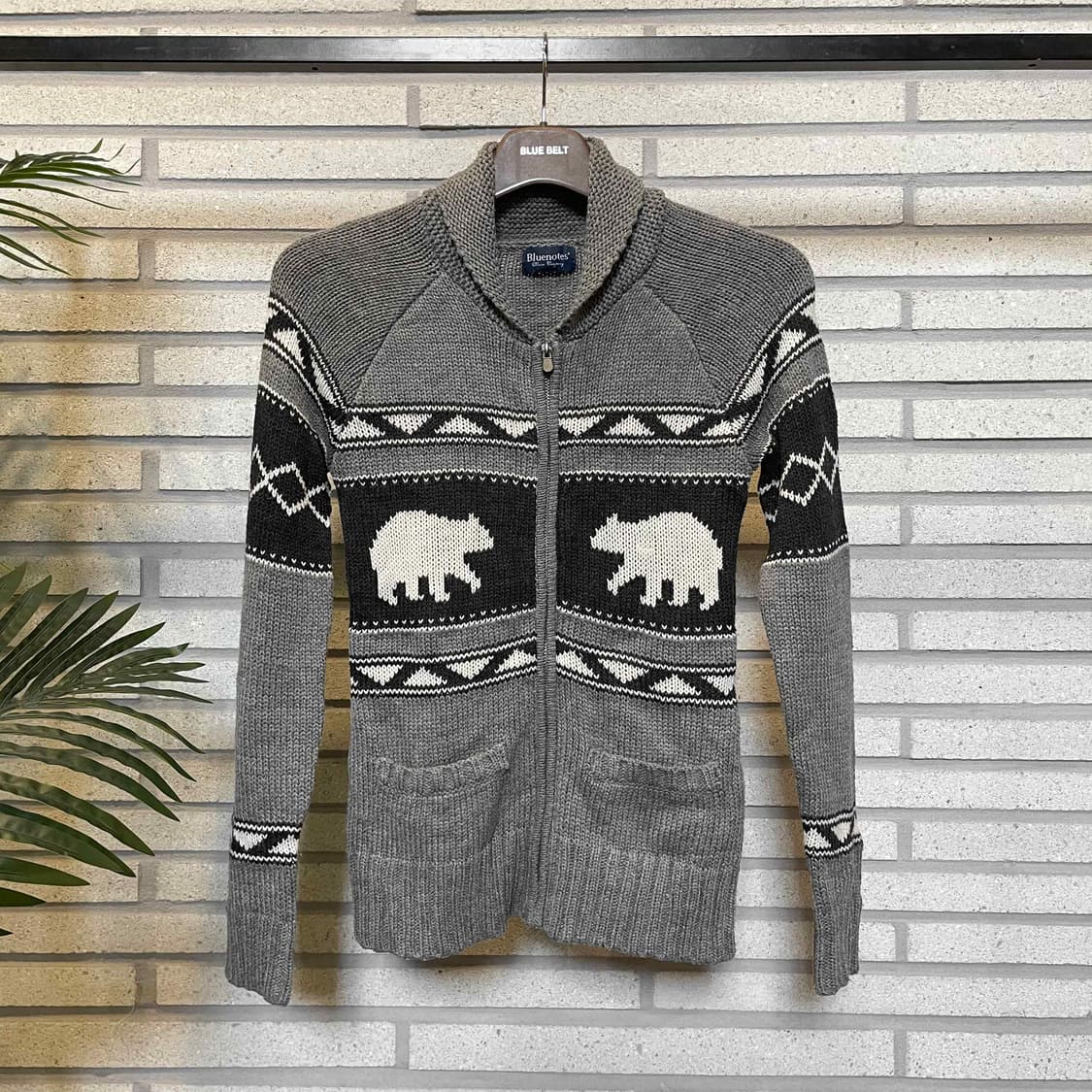 CANADA VINTAGE 코위찬 니트 가디건 베어 패턴 디테일 그레이 상품이미지2