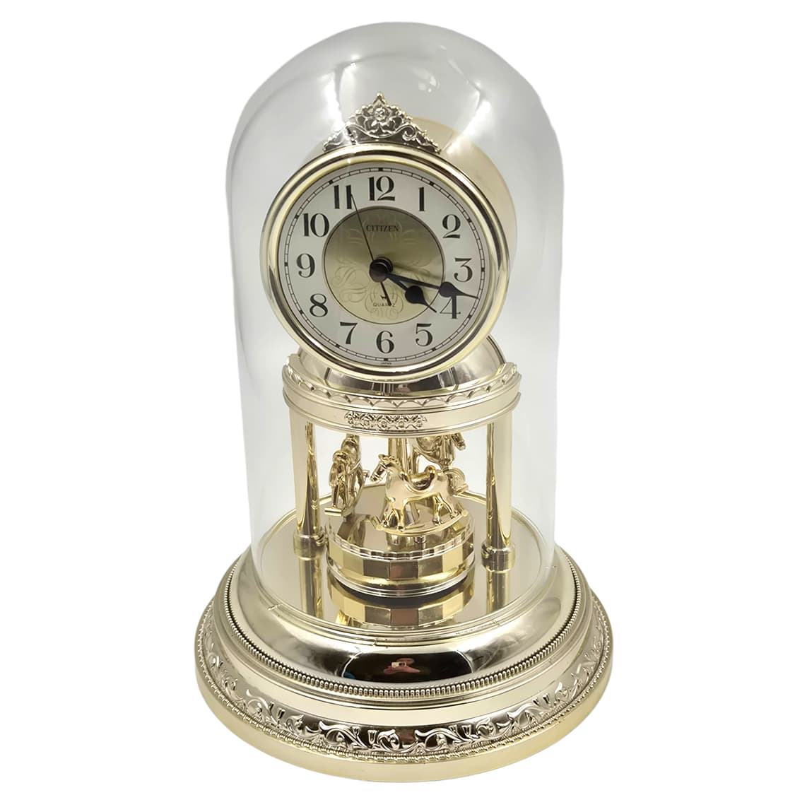 90s 시티즌 글라스 돔 회전목마 탁상 시계 상품이미지1