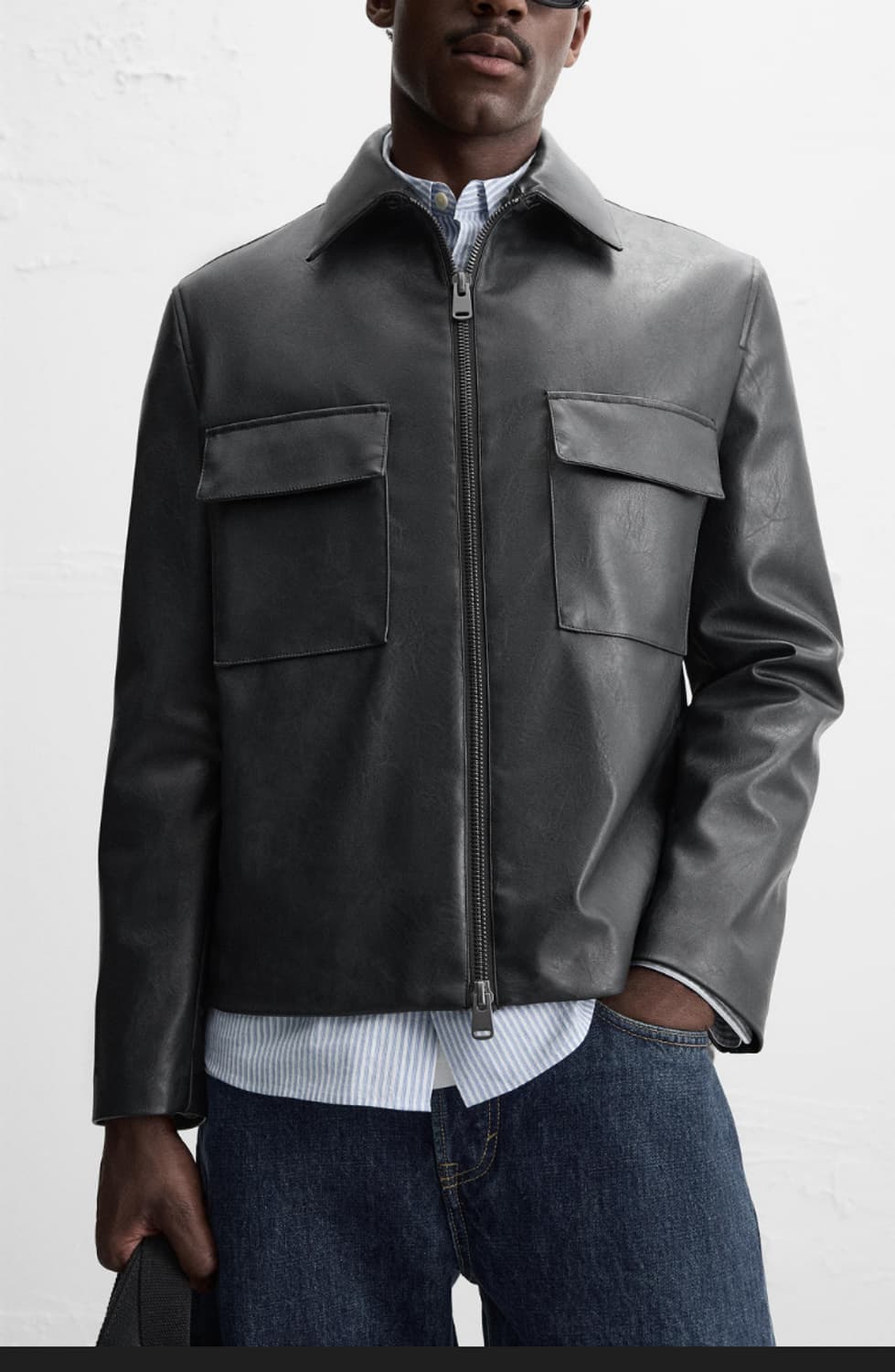 가죽 자켓 zara, 레더자켓, 네이비, 자라 상품이미지4