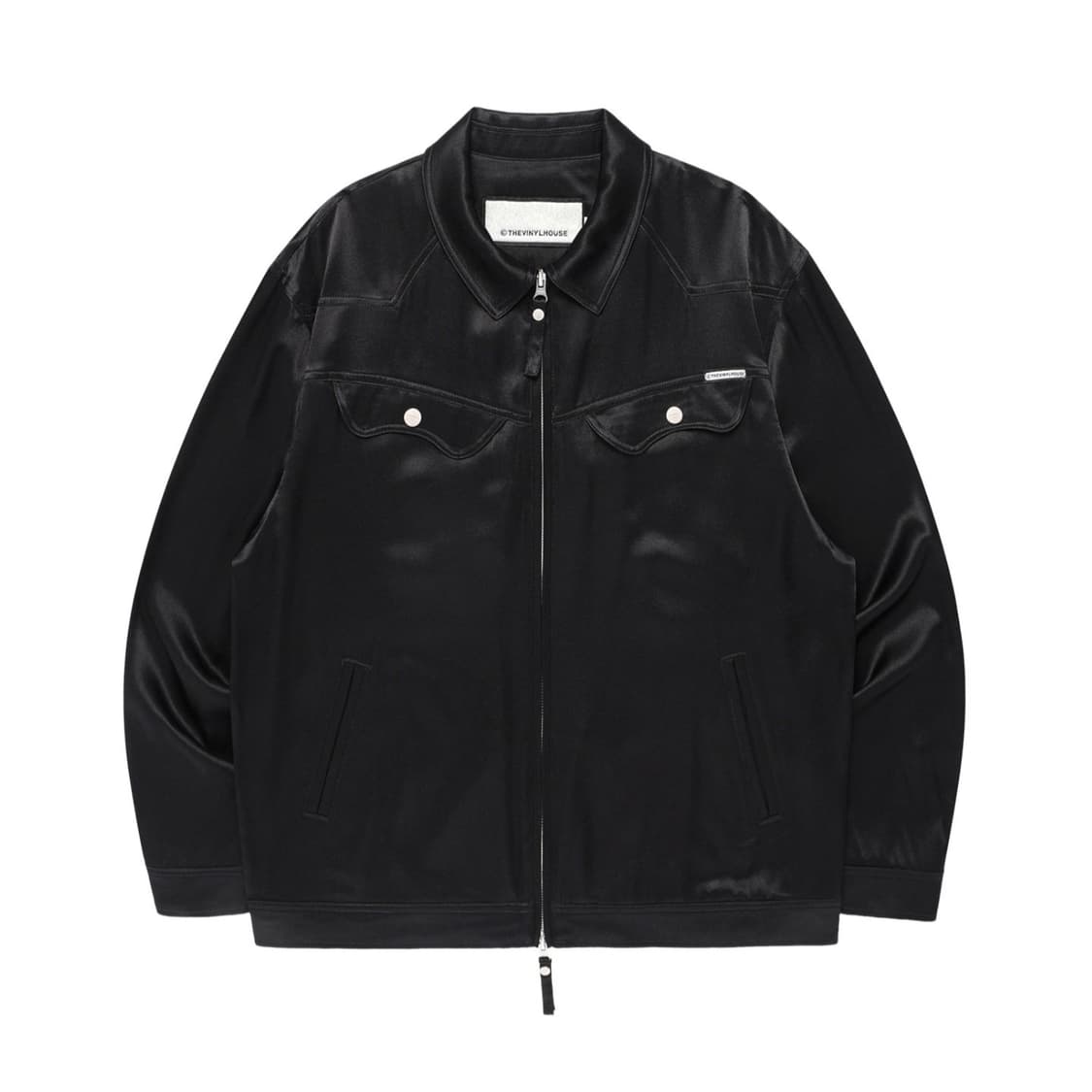더바이닐하우스 SATIN COLLAR SINGLE JACKET BLACK 상품이미지1