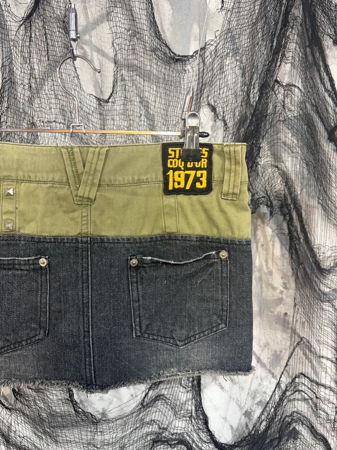 Y2K grunge two-tone stud mini skirt 상품이미지8