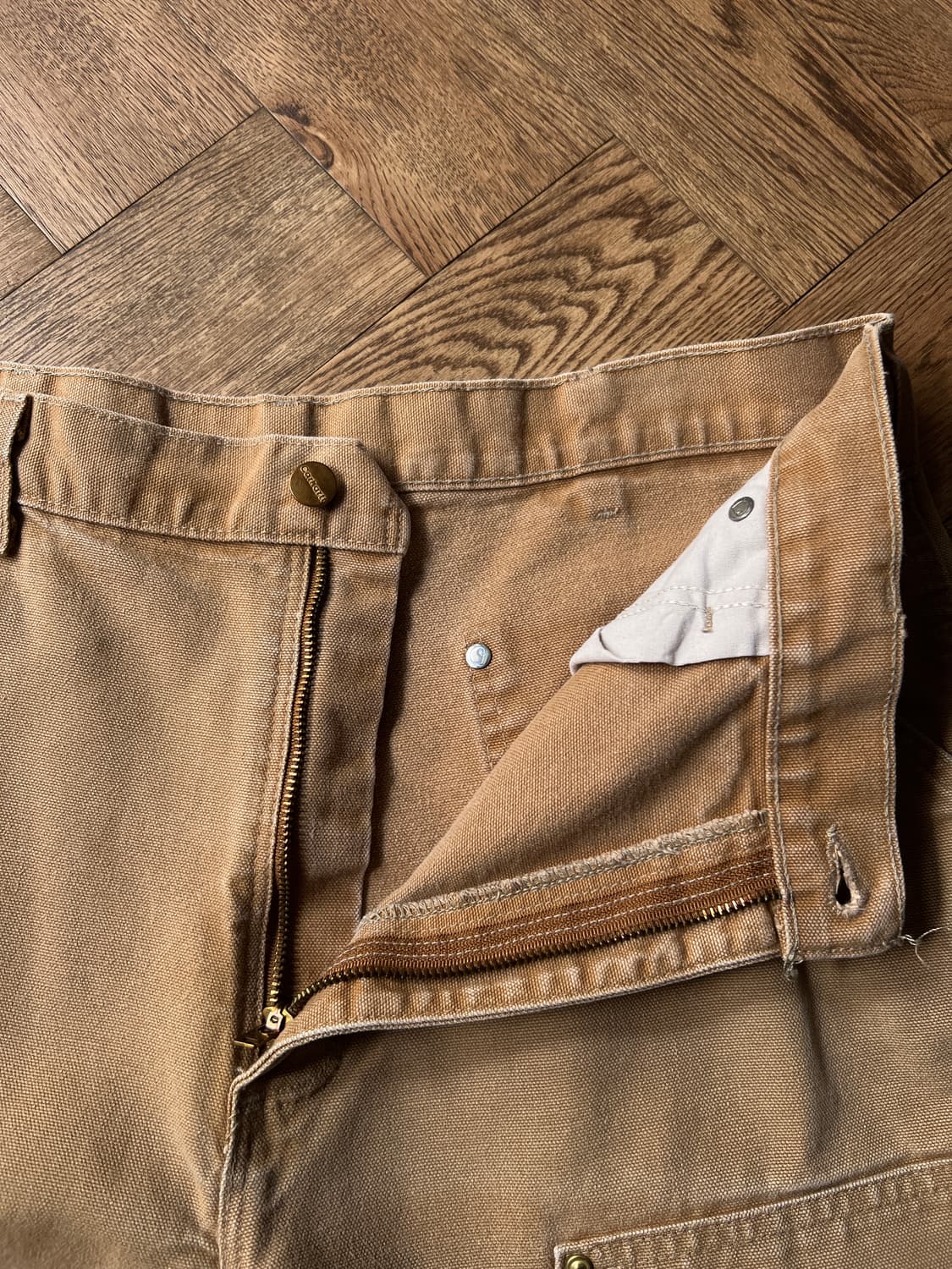 [36]칼하트 USA 빈티지 페이딩 브라운 더블니 워크 팬츠 상품이미지3