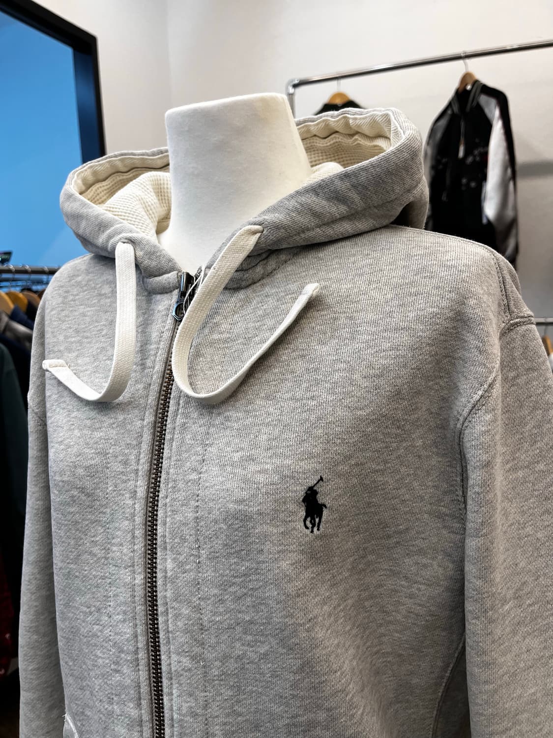 90's 폴로 랄프 로렌 써멀 후드 집업 그레이 상품이미지2