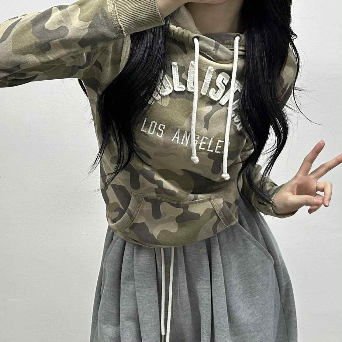 홀리스터 y2k 카모플라쥬 올드스쿨 스웨트셔츠 후드티(XS) 상품이미지1
