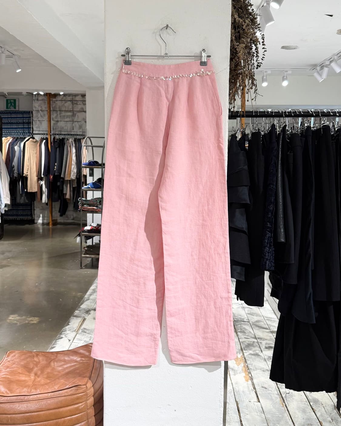 막스마라 핑크 퓨어 린넨 스팽글 팬츠 상품이미지4