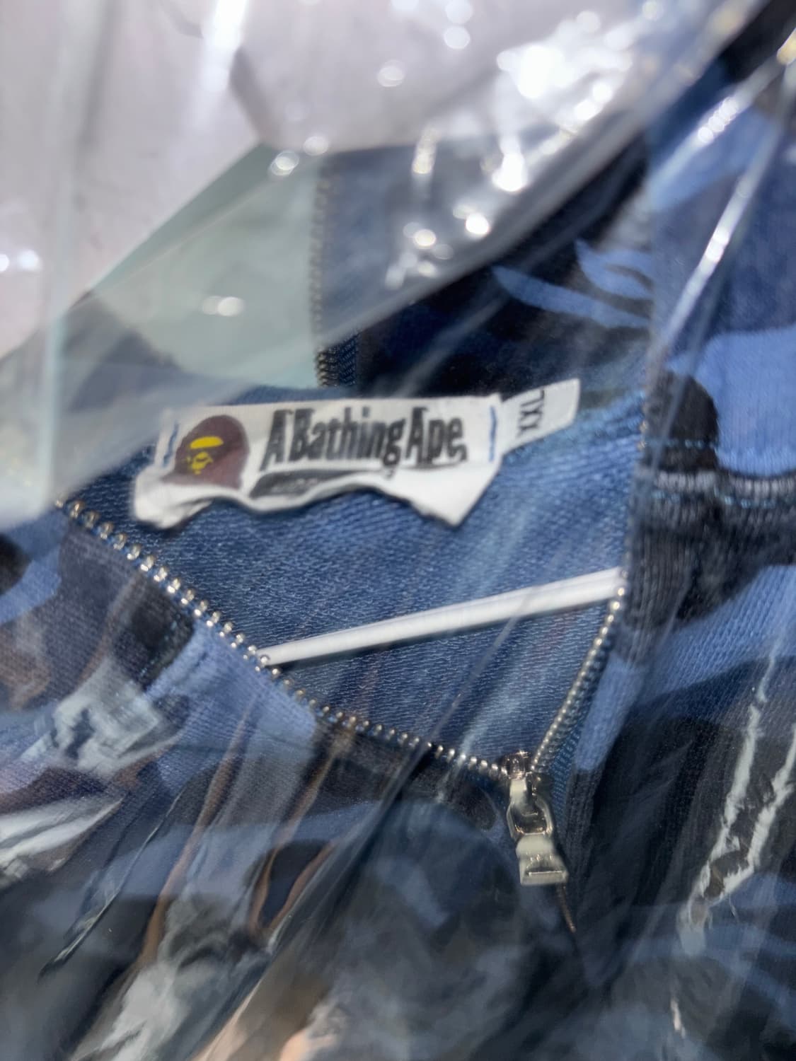 베이프 컬러 카모 샤크 풀 집업 후드 네이비 상품이미지3