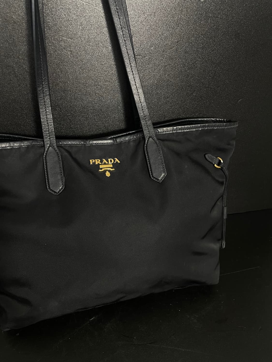 PRADA 프라다 토트 숄더 나일론 가죽 네로 블랙 쇼퍼 백 상품이미지6