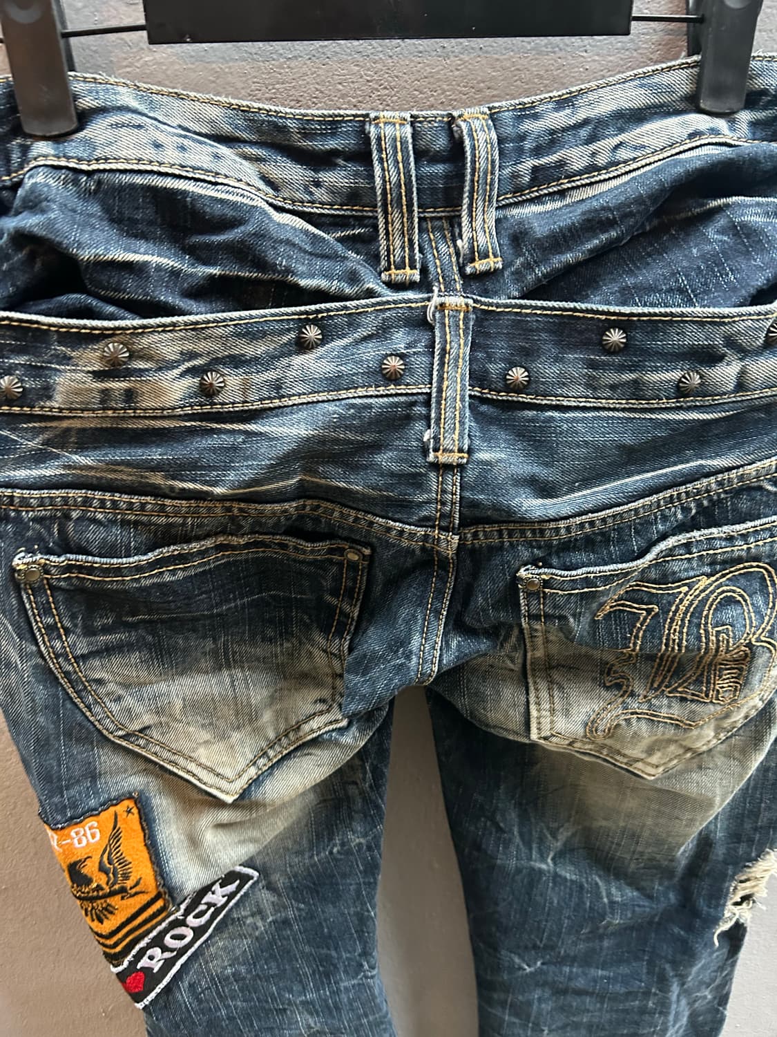 *rare* 2000s VTG 레이스업 패치 부츠컷 데님팬츠 상품이미지4
