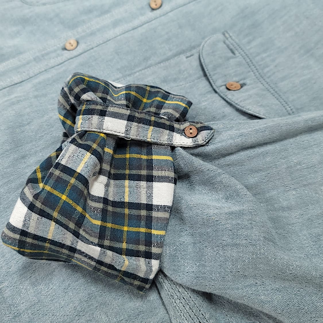 [L] 팀버랜드 라이트블루 샴브레이 롤업 긴팔셔츠 상품이미지7